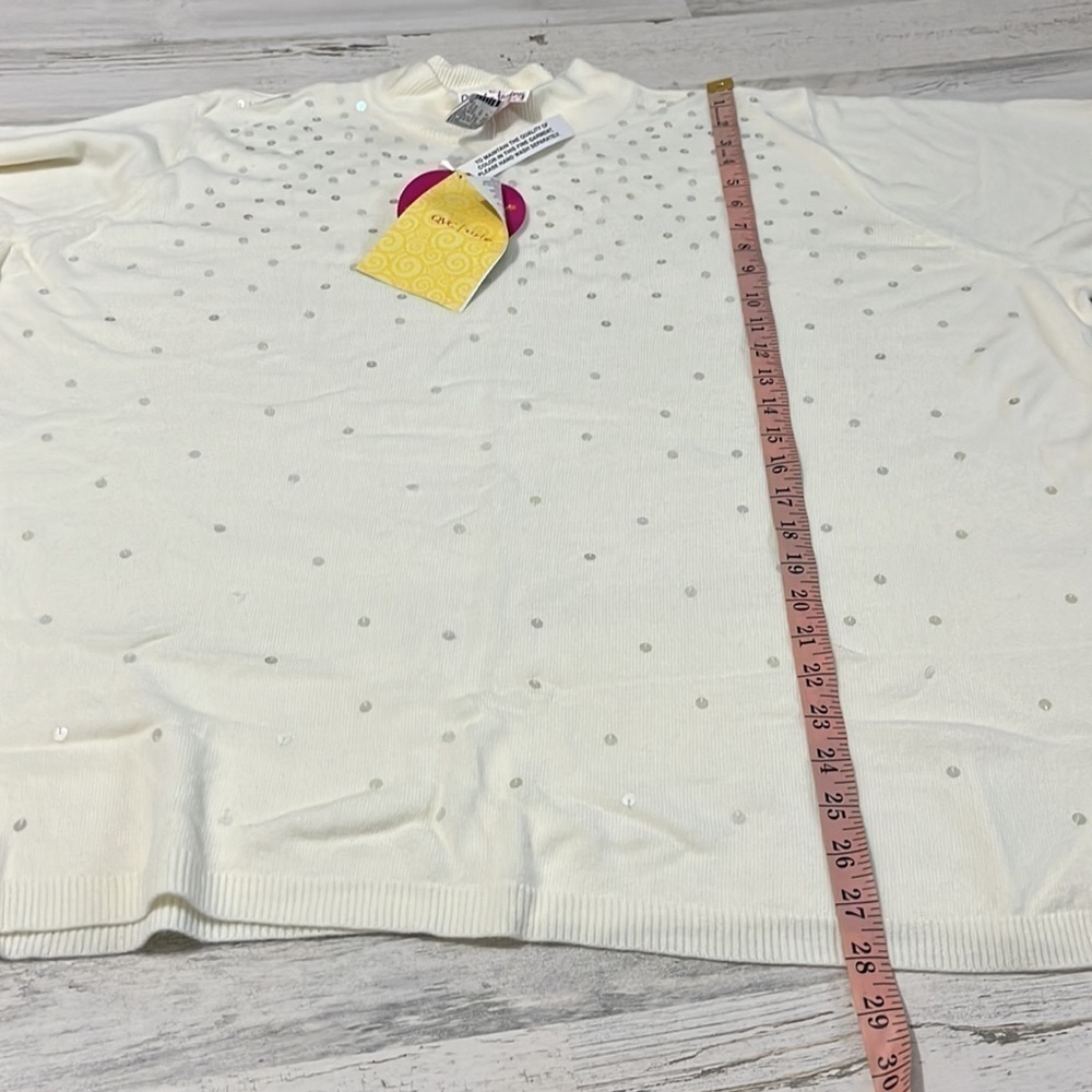 Quaker Factory Cream sequined sweater size 3X NWT - Picture 6 of 6